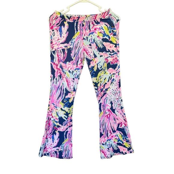 Lilly Pulitzer Girls Multicolor Tropical Flare Pull On Wide Leg Pants XL 12-14 - Picture 4 of 6